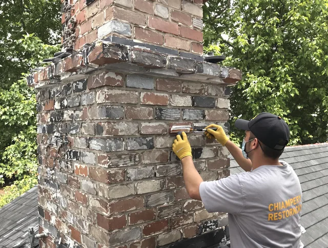 In-progress chimney restoration by Orange Chimney Sweep in Orange, CA
