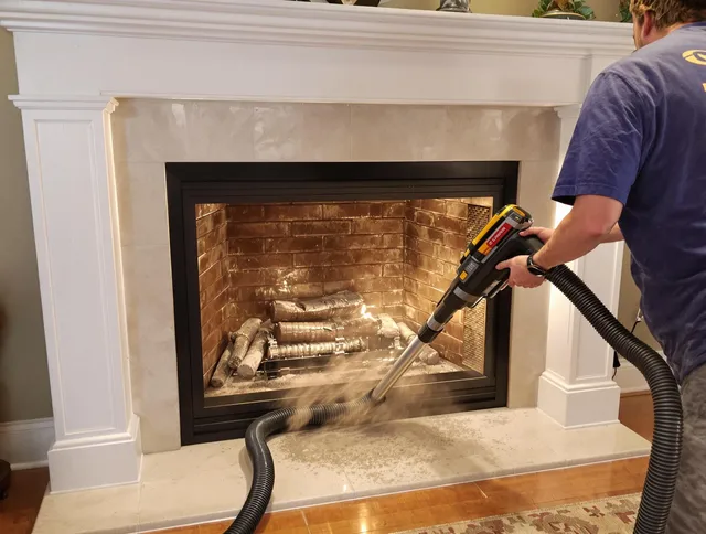 Fireplace cleaning performed by Orange Chimney Sweep in Orange, CA